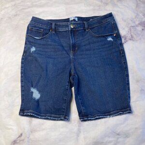 Lane Bryant Mid Rise Bermuda Shorts Jean Women’s Size 18 Jorts Distressed